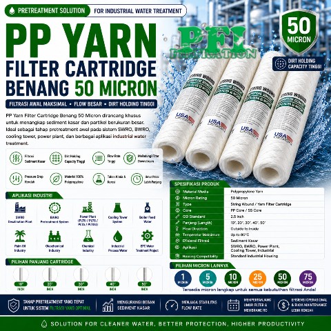 PP Yarn Filter Cartridge Benang 50 Micron